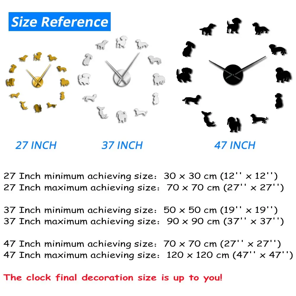 Собаки породы негабаритных DIY настенные часы Прекрасный щенок такса животные больница стены Искусство Pet магазин Декор часы подарок для любителя собак