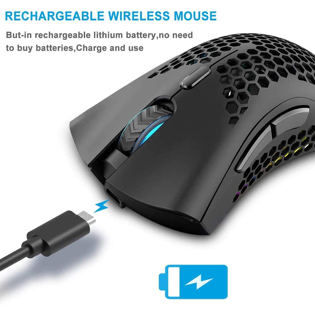 Hollowed 6 Buttons Ergonomic 2.4GHz Mice Wireless Computer Mouse Rechargeable Office Notebook Pro Gamer | Компьютеры и офис