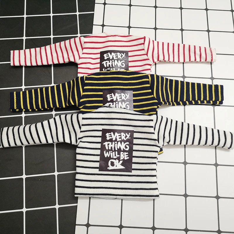 Red White yellow Stripe Long Sleeve T-shirt for Blyth Doll Clothes Shirt accessories(fit ob24 Barbies Azone 1/6 Doll) | Игрушки и хобби