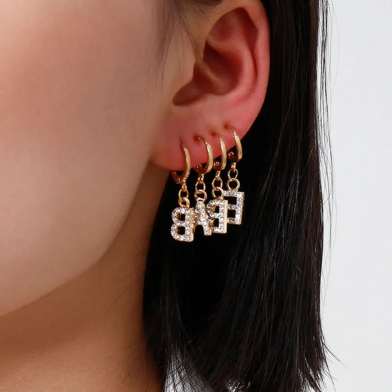 4 шт./лот роскошные висячие серьги со стразами и буквенным принтом для женщин 2020
