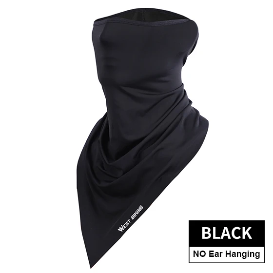 NO Ear-Black WEST BIKING Лето ледяной шелк Велоспорт Половина маска уличная маска для лица шеи гетры бандана головные уборы мужчины женщины велосипед платок маска - Цвет: NO Ear-Black
