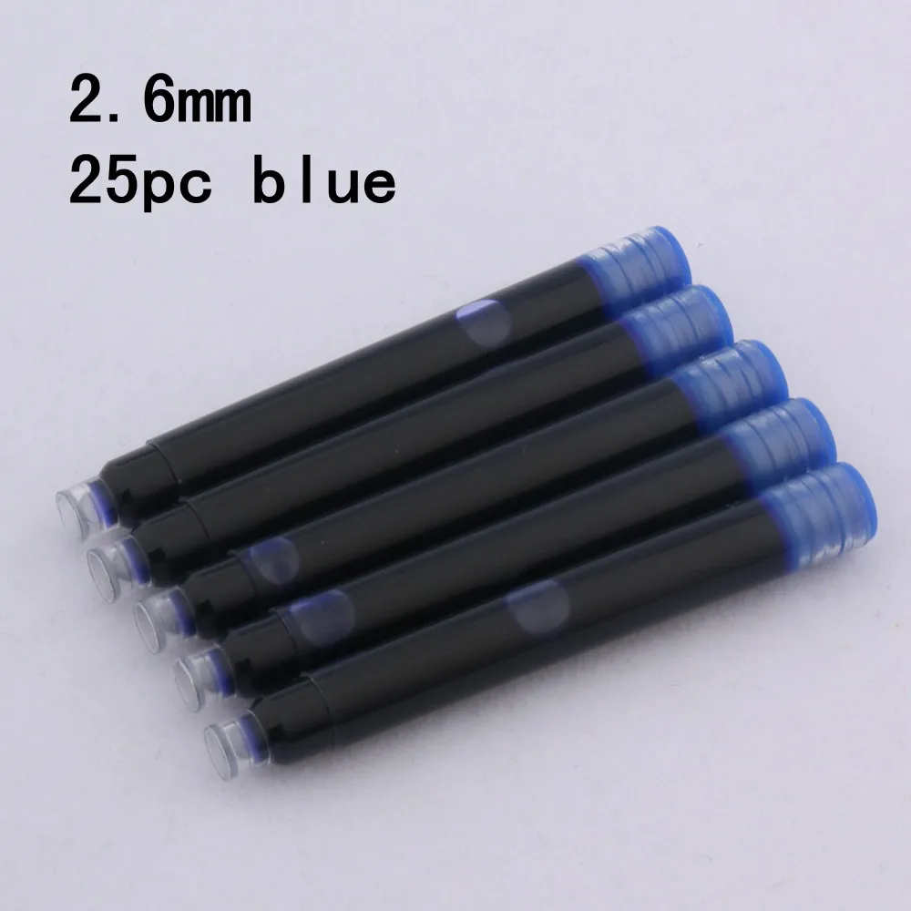 25pcs Universal Fountain Pen Ink Cartridges - Assorted Colors and Sizes for Stationery and Office Supplies