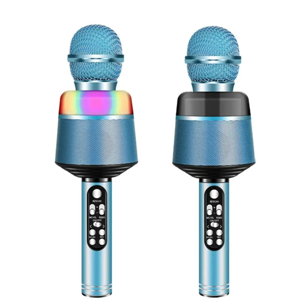 Bluetooth микрофон беспроводной микрофон с мигающими огнями портативный ручной микрофон динамик для мобильного телефона пение музыки приложения