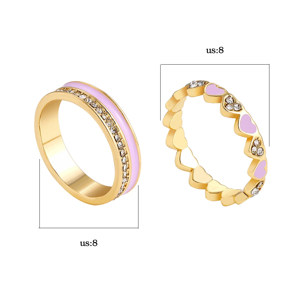 Candy color Enamel Heart Rings Pave Zircon Finger Rings For Women Charm Love Heart Wedding Bands Stackable Jewelry wedding rings finger rings fashion rings zircon rings fashion ring metal rings stackable rings