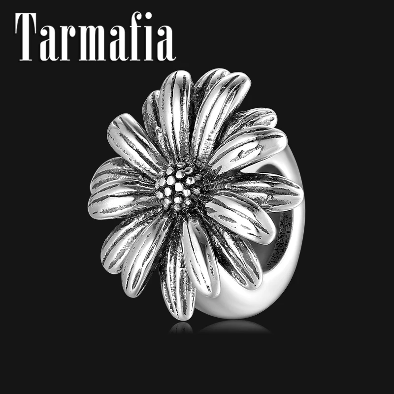 

Hot Sale 100% 925 Sterling Silver Daisy Flower Silicone Stopper Spacer Beads Fit Pandora Charm Bracelet Original Jewelry Making