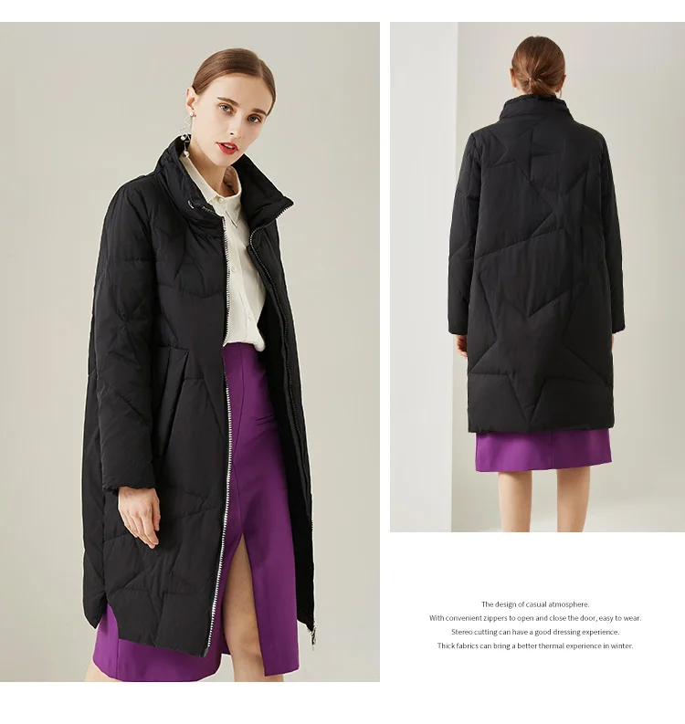 New fashion fluffy warm hooded oversize real down parkas coat female winter bread style longer stars warm thick jacket F318