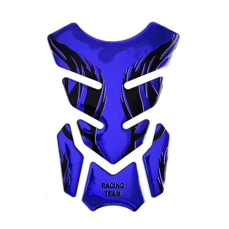 Blue Для Honda Yamaha Tankpad стикер Fishbone 3D Tank pad стикер s масляный газовый предохранитель крышка Украшение пламя аксессуары для мотоциклов - Цвет: Blue