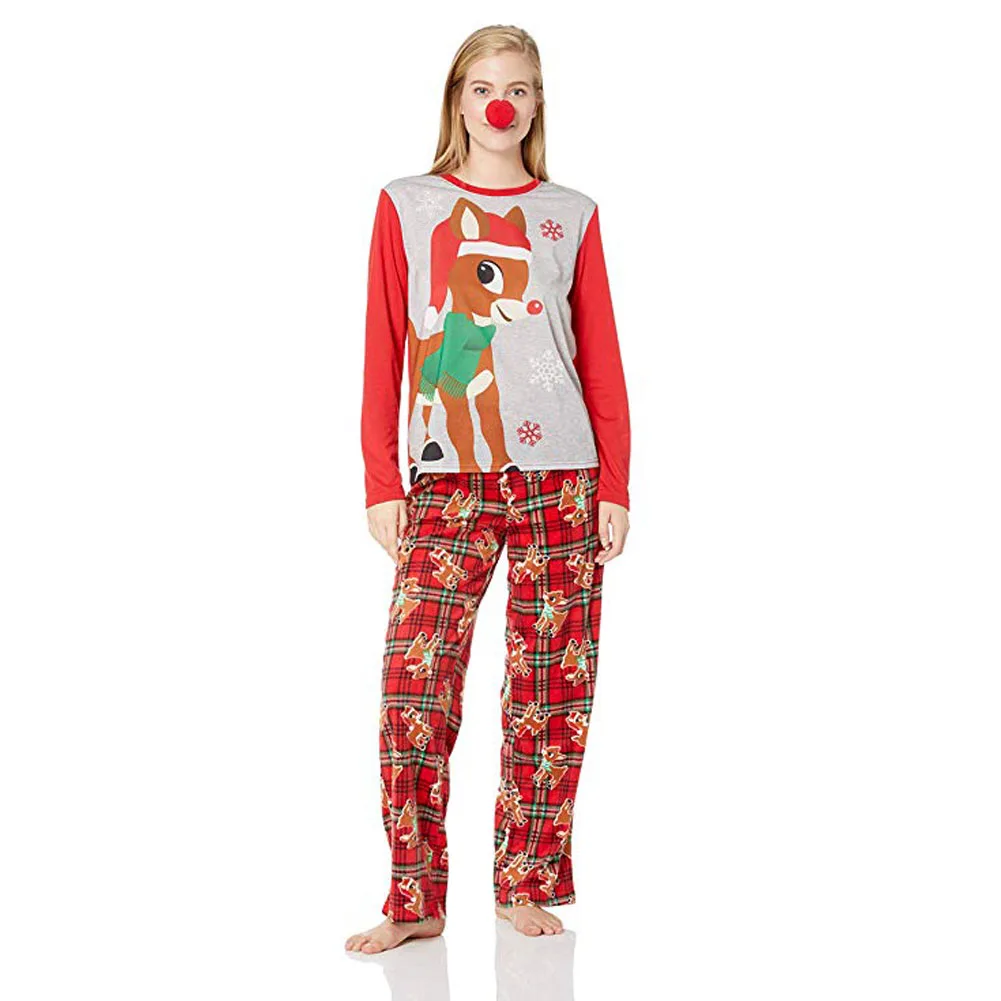 Fashion Christmas Pajamas Set Family Matching Clothes Fashion Adults Sleepwear Nightwear Cartoon Deer Xmas Santa Two Piece