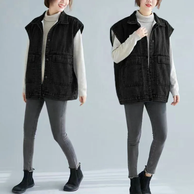 

Large Austrian WOMEN'S Dress Loose Casual Versatile Short plus Velvet Denim Waistcoat Coat Women's