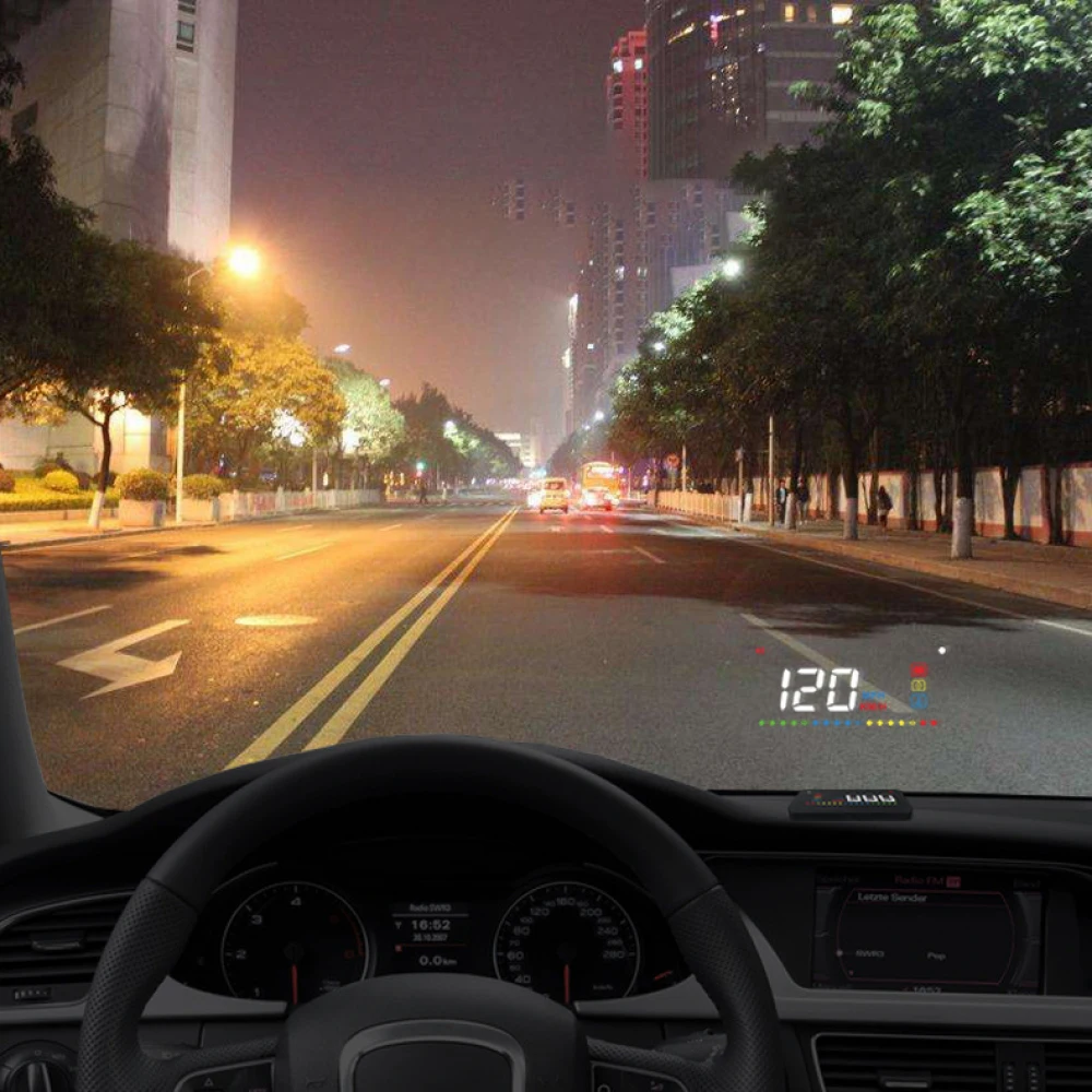 Дисплей на голову A200 автомобильный HUD Дисплей автомобиля скорость цифровой проекции OBD вождения компьютера кВт-ч