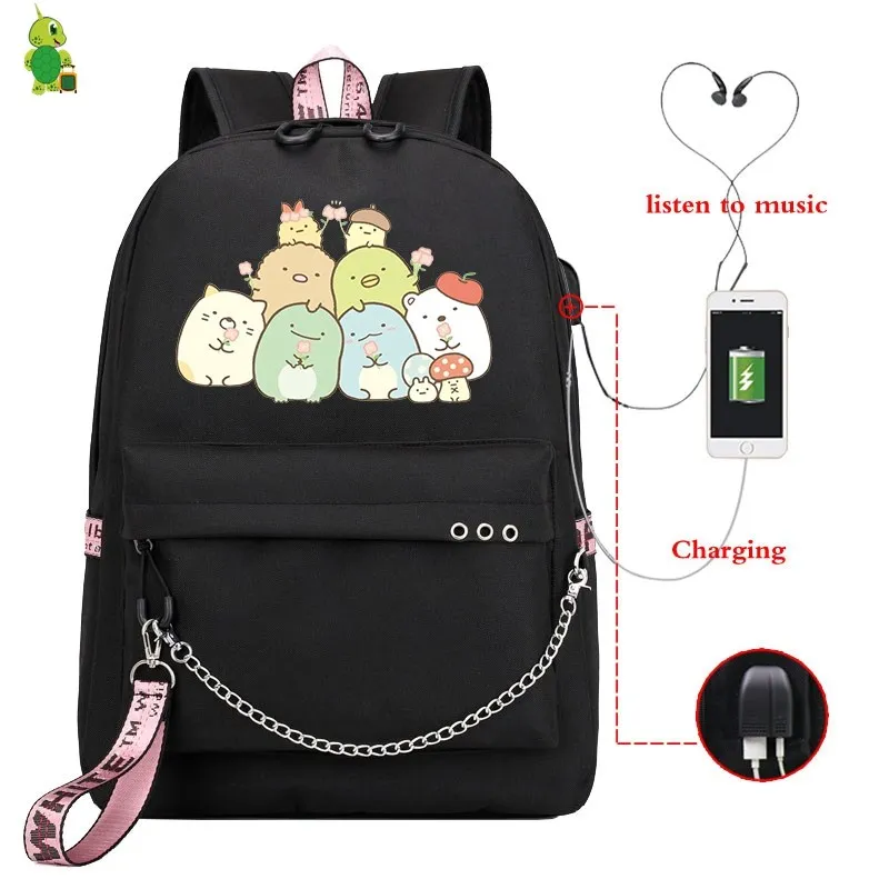 Mochila Sumikko, рюкзак, милые школьные сумки для девочек-подростков, Usb зарядка, рюкзак для ноутбука, женские рюкзаки, корейский рюкзак для путешествий - Цвет: 24