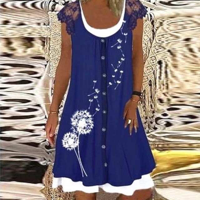 Summer Patchwork Short Dress Women 2021 Casual O Neck Pocket Party Dress Ladies Sleeveless Loose Beach Dresses Plus Size 02