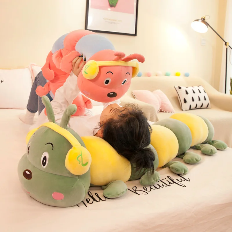 

Music Notes Earmuff Caterpillar Holding Pajama Doll zhang tiao zhen Pillow Plush Toys Girl'S Gift Large Size Doll