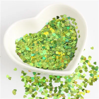 laser lt green 4mm Love Heart Sequins Ultrathin Paillettes Laser Silver Glitter Sequin PET Paillette For Nails Art Wedding PartyDecoration 8g - Цвет: laser lt green