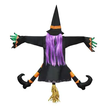 

Crashing Witch Into Tree Halloween Decoration Door Porch Tree Decoration Props Crashed Witch - Outdoor Halloween Decorations