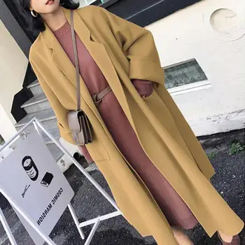 

Cashmere Woolen Women Coat Winter Vintage Warm Solid Long Wool Coat Manteau Femme Abrigos Mujer Plaszcze Damskie Cappotto Donna