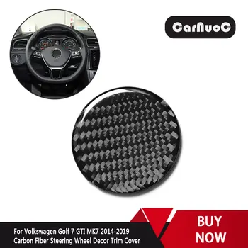 

High Quality Carbon Fiber Steering Wheel Decor Trim Cover For Volkswagen Golf 7 GTI MK7 2014-2019 car Accessories
