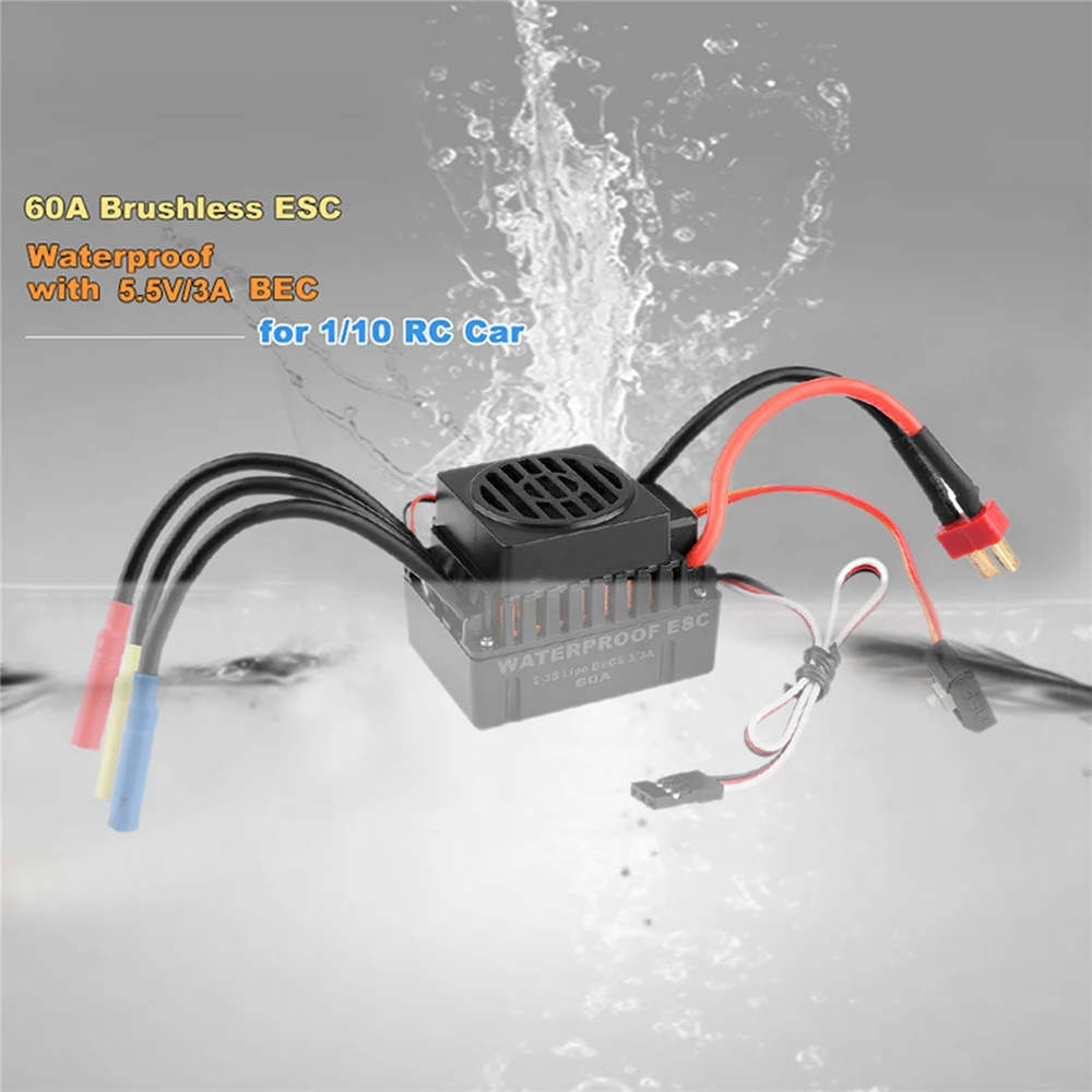 1/10 водонепроницаемый 3650 3900KV двигатель с 60A бесщеточный ESC для Traxxas Rustler Bigfoot 4tec Slash