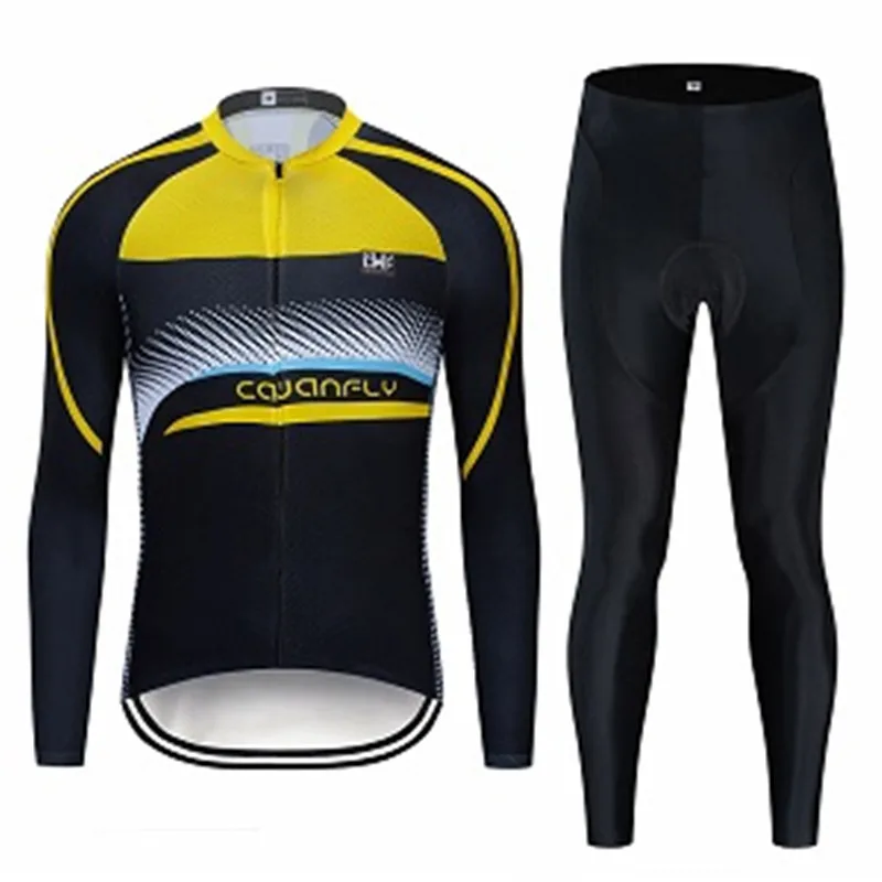 

2PCS Men Print Cycling Outfits, Long Sleeve Round Neck Mesh Jacket Breathable Slim Pants