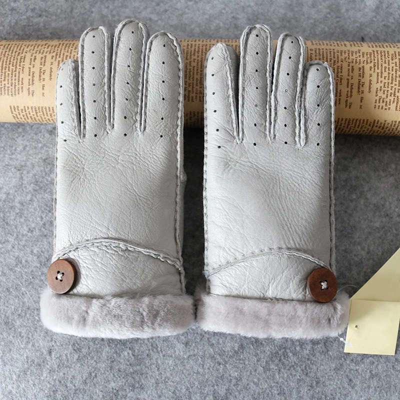 New Style Women Female Gloves Winter Warm Women Leather Waterproof Driving Full Finger Gloves Touch Screen Gloves For Mobile