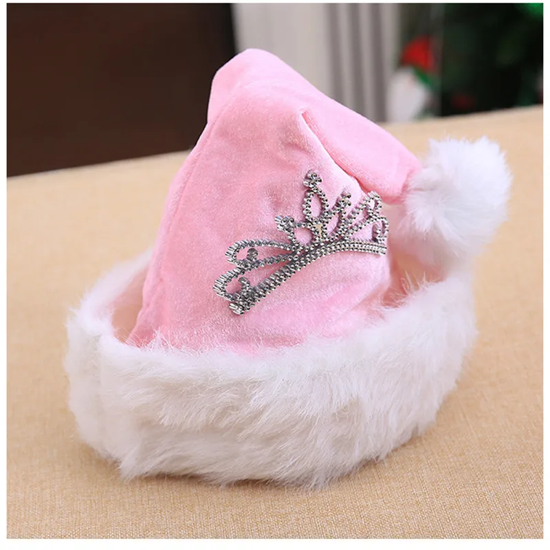 Детские рождественские украшения, розовая корона, рождественские шапки, костюм Санты, аксессуары для волос