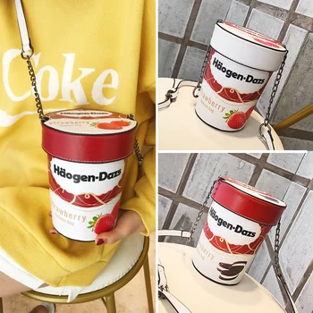 

Cartoon Printing Fruit Milk Strawberry Women Shoulder Bag Mini Bucket Bag Small PU Leather Crossbody Bags Female Luxury Handbags