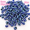 50pcs/lot  8mm Charms Beads Round Evil Eye Resin Beads Stripe Spacer Beads for Jewelry Making DIY Bracelet Beads ► Photo 2/6