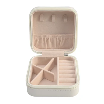 

Storage Bracelet Case Necklaces Women Zipper Display Earring Portable PU Ring Jewelry Box Organizer Travel