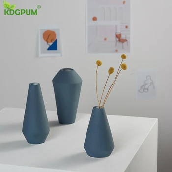 

Handmade Zen Dried Flower Vase Living Room Modern Minimalist Ceramic Creative Ornaments Fashionable Flower Arrangement Blue
