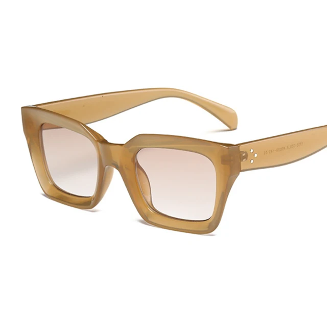 New Fashion Women Luxury Brand Square Sunglasses Ladies Vintage Oversized Sun Glasses Female Big Frame Uv400 Shades Black Champagne
