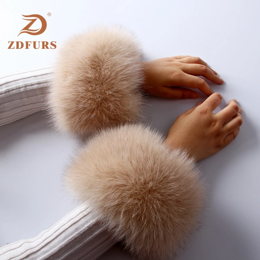 Kaufen ZDFURS * Hohe Qualität Fuchs pelz Manschetten Heißer Verkauf Handgelenk Warmer Genuine Fuchs Pelz Manschette Arm Wärmer Dame Armband Echt pelz Armband Handschuh