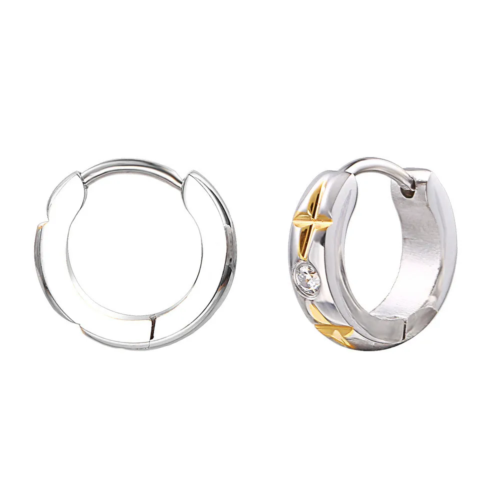 

Zircon Star Pattern Hoop Earrings For Women Titanium Steel Polished Simple Fashion Jewelry Small Round Minimalist Earrings Gifts