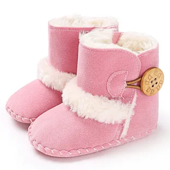 

Soft Newborn Baby Boot Shoes Lovely Button Plush Winter Warm Baby Snow Boots Infant Toddler Baby Girl Boy Non-slip Winter Shoes
