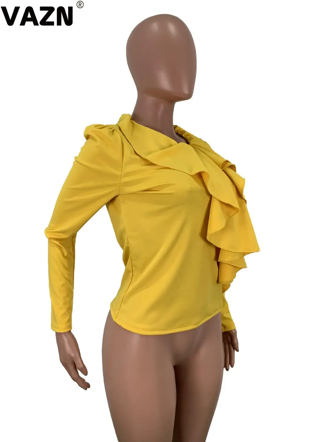 VAZN, горячая распродажа, для взрослого возраста, сексуальные, обычные, сладкие, офисные, энергетические, желтые, модные, полный рукав, дикий Джокер, для женщин, тонкие, обычные футболки