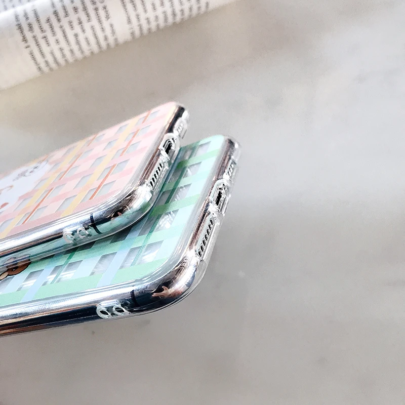 INS стильные сетчатые чехлы для телефонов с медведем и кроликом для iPhone 11Pro Max 6 6s 7 8 Plus X Xs Max Xr 11 Pro, мягкий прозрачный чехол, Fundas Capa