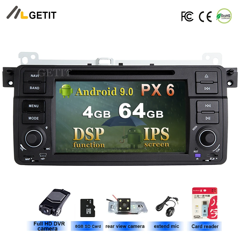 5USB 1 Din Car Multimedia player Android 10 GPS Autoradio Stereo System For BMW/E46/M3/Rover/3 Series RAM 4G ROM 64GB FM Radio | Автомобили