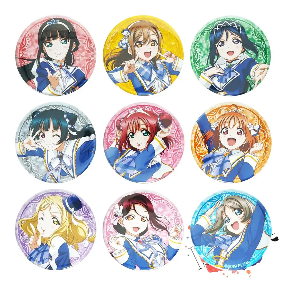 Значок Love Live Sunshine аниме Aqours Hanamaru Dia Yoshiko Riko охара Мари кэнан Chika lovelive металлическая