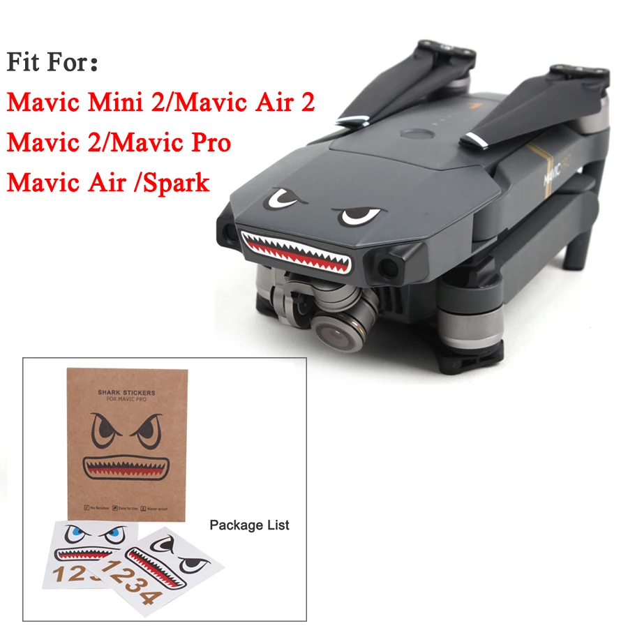 Наклейки DJI Mini 2 шт. наклейки на лицо акулы для Mavic Air 2/MINI2/Mavic Air/MAVIC PRO /DJI Spark сделай