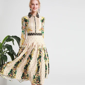 

Xiaomoli Autumn 2020 New Fashion Spliced Doll Neck Temperament Reduced Age Long Sleeve Slim Dresses