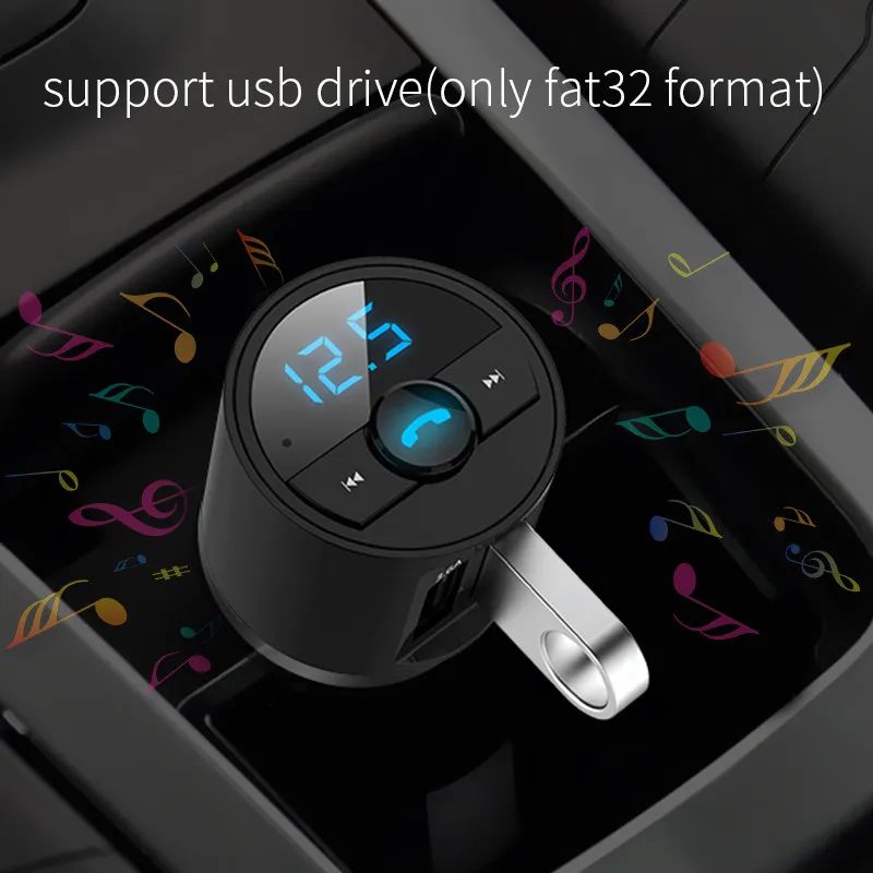 зарядное устройство Bluetooth 5 0 FM передатчик Быстрая QC 3 Автомобильное зарядка для