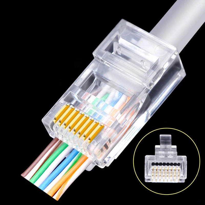 100PCS Cat6 8P8C RJ45 Modular Socket For CAT5 LAN Network High Quality Ethernet Cable Plugs Adapter Connectors | Электроника