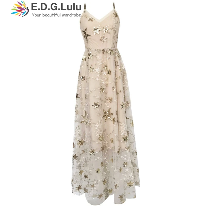 EDGLuLu винтажное сексуальное элегантное на бретелях без бретелек звезда блестки