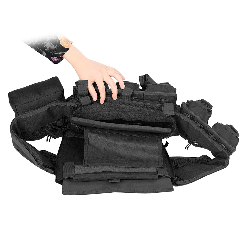 1000D Tactical Molle Vest Military Airsoft Combat Assault Plate Carrier Vest with 6 Accessories Pouch for Hunting Shooting CS