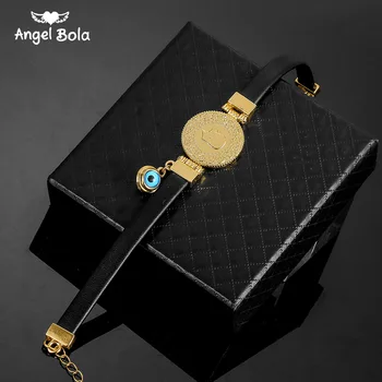 

Muhammad Turkish Coin Bracelet Muslim Islam God Allah Cuff Devil's Eye Bracelet Middle East Arab Jewelry Leather Bracelet