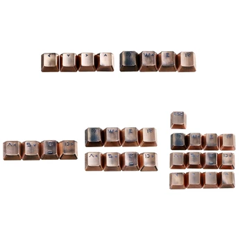 

Replaceable Red Bronze Mechanical Keyboard Metal Keycaps Pervious to light Keypress QWERASDF Key Cap Light Transmission
