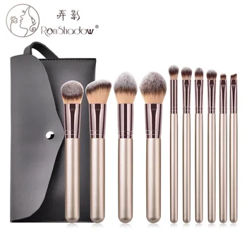

10 Makeup Brush Makeup Tool Face Powder Blush Brush Barrel Champagne Gold san se mao ronshadow
