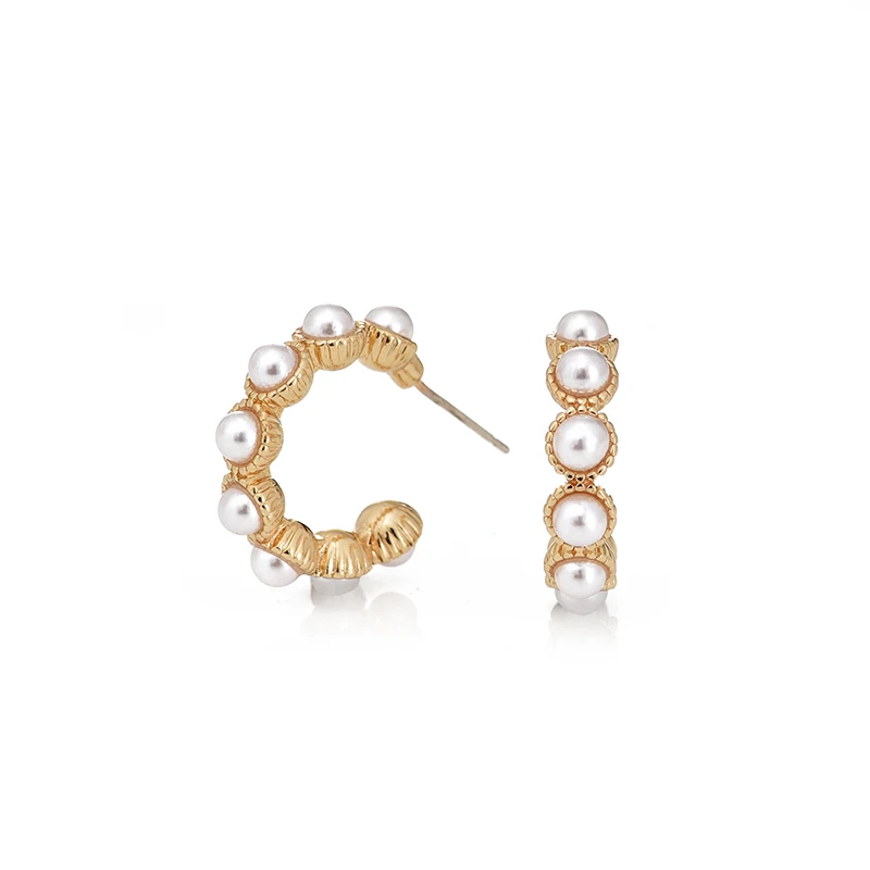 C type Earrings 5 Новинка, винтажные японские корейские серьги-кольца для женщин, ручная работа, милые серьги-кольца с искусственным жемчугом, ювелирные изделия, подарки - Окраска металла: C type Earrings 5