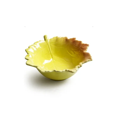 Bowl Yellow Кленовые листья керамическая тарелка торт фруктовые закуски блюда и тарелки декоративные обеденные тарелки для вечерние, гостиничные товары для дома, кухни - Цвет: Bowl Yellow
