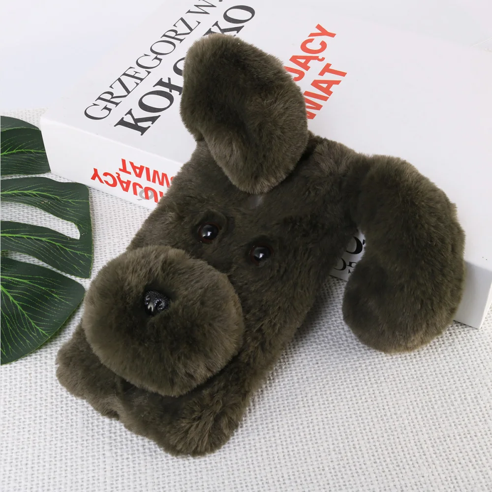 Мягкий плюшевый чехол для телефона с рисунком собаки милый Модный зимний