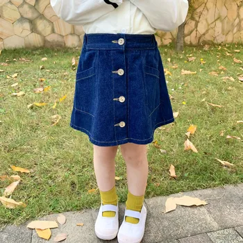 

Summer Baby Girls Jean Skirts Sweety Denim Skirts for Girls Kids Casual Skirts Button Design Baby School Miniskirts Girl Clothes
